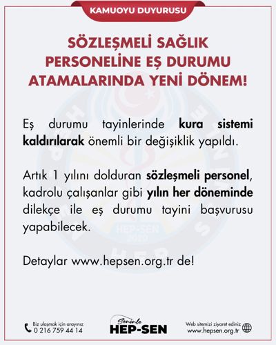 Sözleşmeli Sağlık Personeline Eş Durumu Atamalarında Yeni Dönem